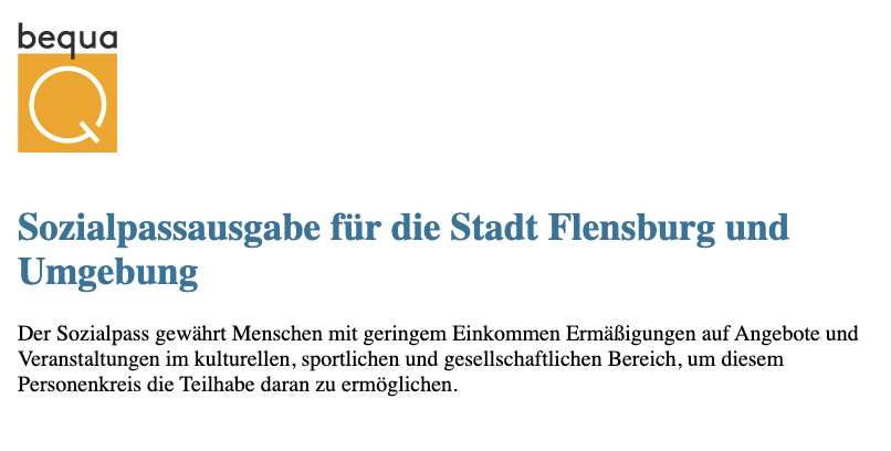 Antrag für die Sozialpassausgabe für die Stadt Flensburg und Umgebung